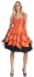 Spaghetti Party Dress with Ruffled Skirt in Orange