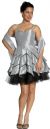 Spaghetti Party Dress with Ruffled Skirt in Silver alternative view
