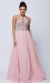 Main image of Sleeveless Beaded Prom Dress with High Neckline