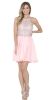 Main image of Halter Neck Beaded Bust Short Chiffon Prom Party  Dress