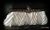 Patterned Satin Evening Bag with Metal Trim in Off White