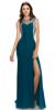 Boat Neck Bejeweled Sides Long Formal Prom Dress in an alternative image