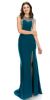 Main image of Boat Neck Bejeweled Sides Long Formal Prom Dress