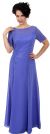 Main image of Sheer Short Sleeved Beaded Long Formal Gown