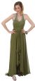 Main image of Beaded Halter Formal Prom Dress with Shirrs and Ruffles