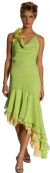 Main image of Cowl Neck Halter Prom Dress with Tiered Hemline