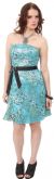 Main image of Strapless Animal Print Short Party Dress with Sheer Overlay