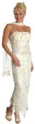 Formal Dress with Beaded Flower Patterns in Ivory