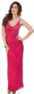 Main image of Deep V-Neck Beaded Long Dress with Straps at back 