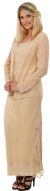 Long Formal Beaded Dress with Matching Jacket  in Taupe