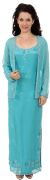 Long Formal Beaded Dress with Matching Jacket  in Turquoise with Jacket