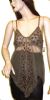 Asymmetric Spaghetti Net Top with Mocha or Silver Beading in Mocha