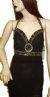 Halter Neck Sequined Top with Round Beadwork Patch in Black/Multi