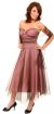 Main image of Strapless Ruched Medium Length Mesh Formal Dress