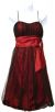 Rouched Shirred Short Cocktail Dress in Black/Red