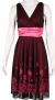Two-Tone Knee Length Party Dress in Black/Fuchsia closeup