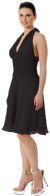 Shirred Chiffon Halter Neck Party Dress in Black