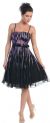 Printed Stripes over Mesh Party Prom Dress in Purple