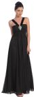 Halter V-Neck Empire Cut Formal Evening Dress in Black