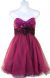 Strapless Flowered Waistline Sequin Party Dress in Plum color