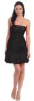 Short Shirred Bubble Homecoming Dress in Black