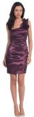 Single Shoulder Form FittingRuched Party Dress in Eggplant
