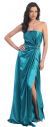 Strapless Goddess Wrap Formal Gown in Teal