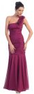 Shirred Single Shoulder Formal Evening Dress in Magenta
