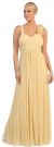 Long Formal Prom Dress with Floral Applique in Gold
