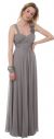 Long Formal Prom Dress with Floral Applique in Silver