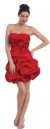 Strapless Bubble Prom Dress with Floral Details in Red