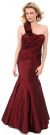 Mermaid Prom Dress with Ruched Bodice and Floral Aplique in Burgundy