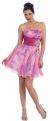 Strapless Short Prom Dress with Floral Design in Fuchsia