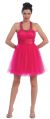 Short Prom Dress with Embellished Halter Neck in Fuchsia
