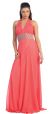 Main image of Halter Neck Long Formal Prom Dress with Beaded Waistline