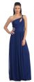 Main image of Single Shoulder Shirred Brooch Formal Prom Dress