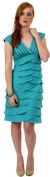 Main image of Aqua Inspired Cocktail Dress with Cascading Ruffles