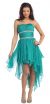 Elegant High-Low Prom Dress with Asymmetrical Hem in Teal