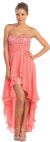 Elegant High-Low Prom Dress with Asymmetrical Hem in Coral