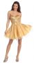 Main image of Strapless Short Sequined Prom Dress with Mesh Tulle