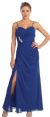 Main image of Spaghetti Straps Gathered Long Formal Homecoming Dress