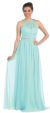 Halter neck Floor Length Formal Prom Dress with Rhinestones in Mint