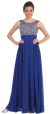 Bejeweled Mesh Top Long Formal Prom Dress in Royal Blue