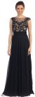 Main image of Floral Lace Bust Long Formal Prom Dress with Cutout Back