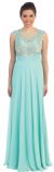 Floral Lace Bust Long Formal Prom Dress with Cutout Back in Mint