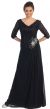 V-Neck Lace Top Long Formal Mother of the Bride Dress in Black