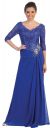 Main image of V-Neck Lace Top Long Formal Mother of the Bride Dress