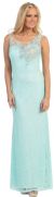 Round Neck Lace Formal Prom Dress with Floral Cutout Design in Mint