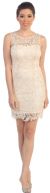 Sheer Neck Artistic Pattern Lace Short Formal Party Dress in Gold