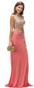Main image of Bejeweled Top Long Jersey Skirt Two Piece Prom Dress